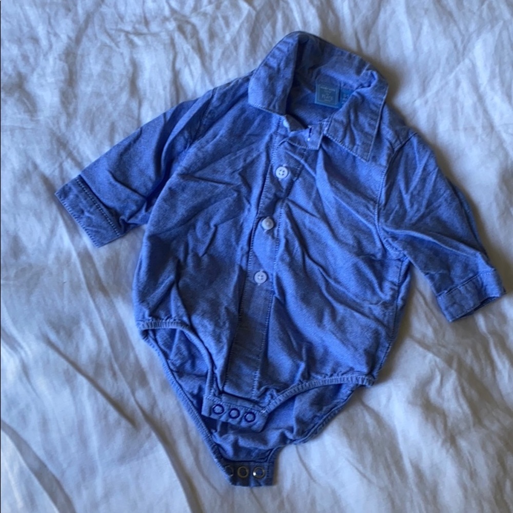 Button down blue onesie